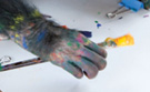 Monkey painting Monkey hand with brush